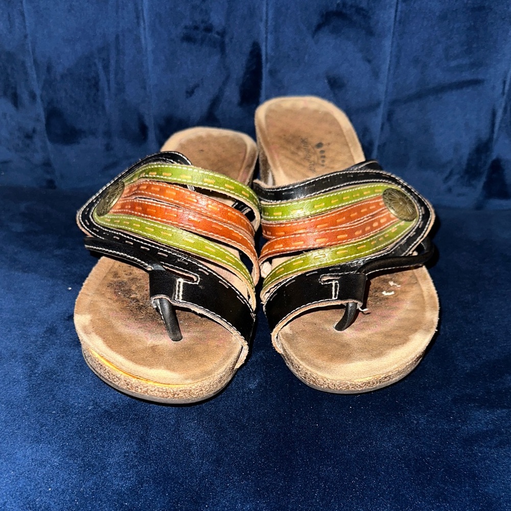 Spring Step Multicolor Wedge Sandals – Size 38 – Boho Hippie Comfort